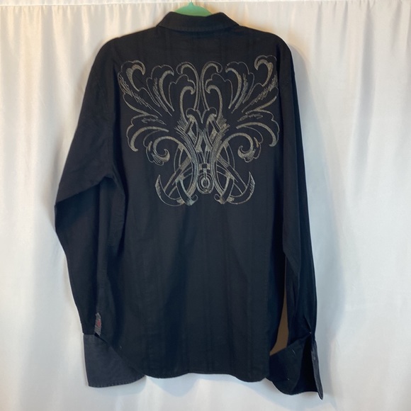Guess Button Down with Embroidered Sleeve & Back in Black, Size XL. - Picture 6 of 9